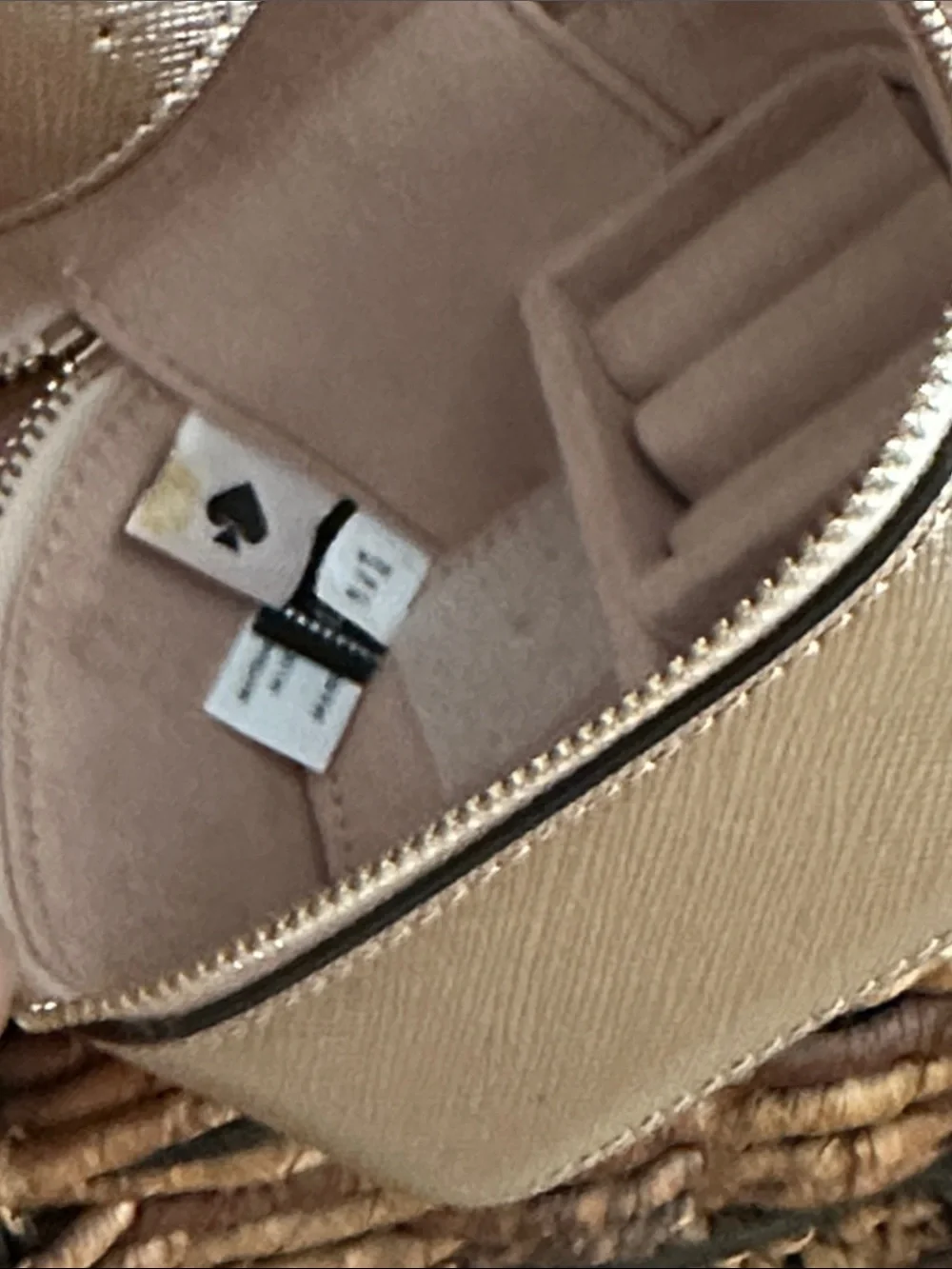 kate spade metallic rose gold zip travel jewelry case pouch • nwt